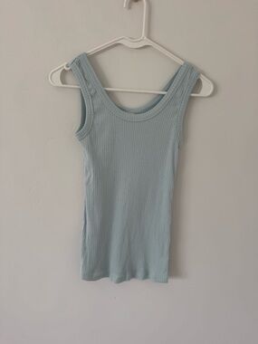 Carve Designs Ribbed Scoop Tank - Pale Blue